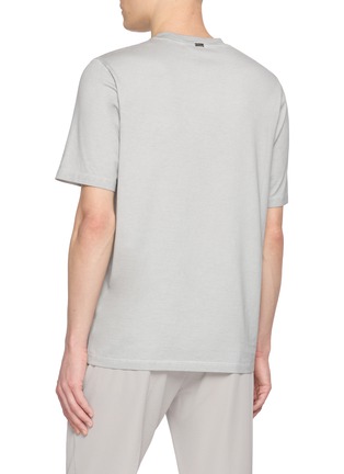 Back View - Click To Enlarge - HERNO - Logo Embroidered Cotton T-Shrirt