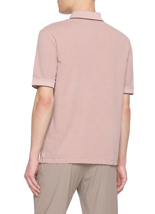 Back View - Click To Enlarge - HERNO - Contrast Stripe Collar Cotton Polo Shirt