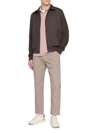 Figure View - Click To Enlarge - HERNO - Contrast Stripe Collar Cotton Polo Shirt