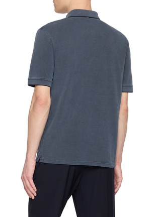 Back View - Click To Enlarge - HERNO - Logo Embroidered Cotton Polo Shirt