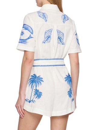 Back View - Click To Enlarge - FARM RIO - Shell Print Tie Waist Romper