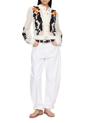 Figure View - Click To Enlarge - FARM RIO - Embroidered Open Knit Cardigan