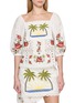 FARM RIO Embroidered Broderie Anglaise Panelled Cotton Top