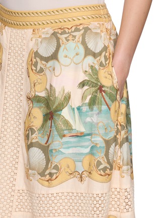  - FARM RIO - Royal Sea Print Scalloped Trim Tie Waist Shirt Dress