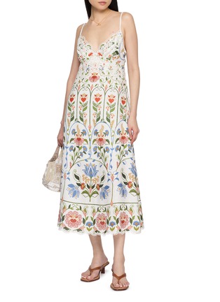 Figure View - Click To Enlarge - FARM RIO - Scalloped Edge Printed Midi Dress