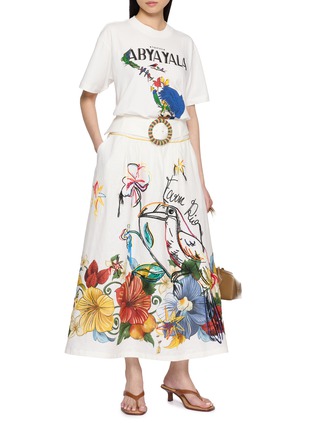 Figure View - Click To Enlarge - FARM RIO - Belted Printed Midi Skirt