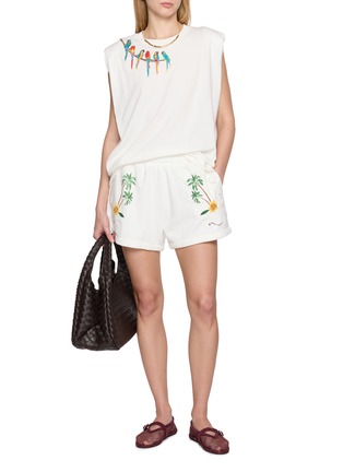 Figure View - Click To Enlarge - FARM RIO - Parrot On Branch Shoulder Print Cotton Tank Top