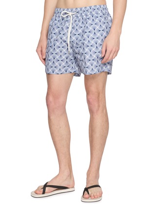 Figure View - Click To Enlarge - FRESCOBOL CARIOCA - Patterned Drawstring Swim Shorts