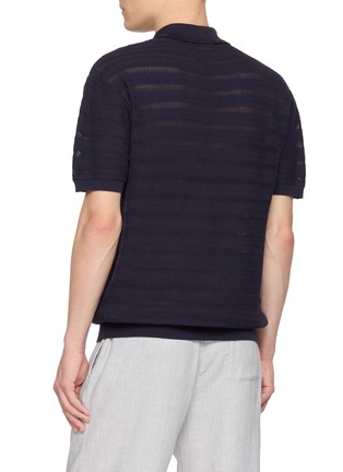 Back View - Click To Enlarge - FRESCOBOL CARIOCA - Striped Knit Polo Shirt