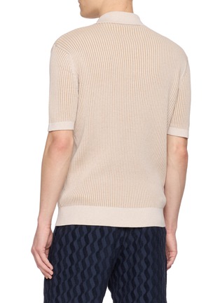 Back View - Click To Enlarge - FRESCOBOL CARIOCA - Open Collar Rib Knit Polo Shirt