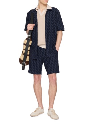 Figure View - Click To Enlarge - FRESCOBOL CARIOCA - Open Collar Rib Knit Polo Shirt