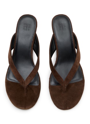Detail View - Click To Enlarge - PEDDER RED - Delaney 60 Suede Leather Wedge Thong Heeled Sandals