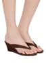 Figure View - Click To Enlarge - PEDDER RED - Delaney 60 Suede Leather Wedge Thong Heeled Sandals