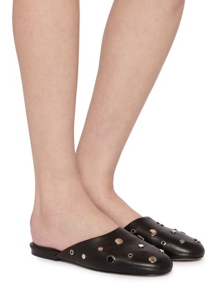 Figure View - Click To Enlarge - PEDDER RED - Riley Studded Leather Slippers