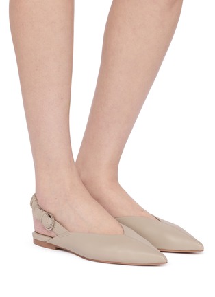 Figure View - Click To Enlarge - PEDDER RED - Taytum Pointed Toe Leather Slingback Flats