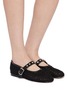 Figure View - Click To Enlarge - PEDDER RED - Remi Crystal Embellished Mesh Mary Jane Flats