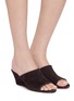 Figure View - Click To Enlarge - PEDDER RED - Dallas 60 Suede Leather Wedge Heeled Sandals