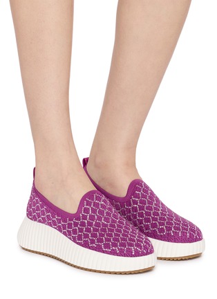 Figure View - Click To Enlarge - PEDDER RED - Dakota Rhinestone Embellished Knit Flats