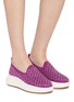 Figure View - Click To Enlarge - PEDDER RED - Dakota Rhinestone Embellished Knit Flats