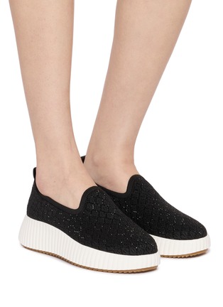 Figure View - Click To Enlarge - PEDDER RED - Dakota Rhinestone Embellished Knit Flats
