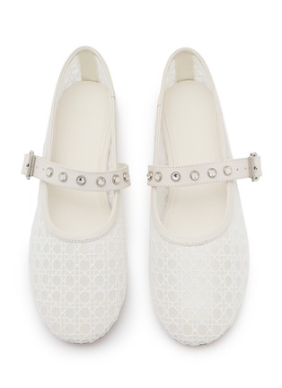 Detail View - Click To Enlarge - PEDDER RED - Remi Crystal Embellished Mesh Mary Jane Flats