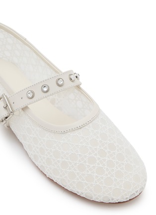 Detail View - Click To Enlarge - PEDDER RED - Remi Crystal Embellished Mesh Mary Jane Flats
