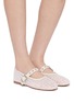 Figure View - Click To Enlarge - PEDDER RED - Remi Crystal Embellished Mesh Mary Jane Flats