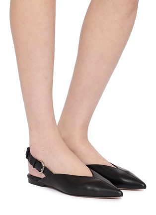 Figure View - Click To Enlarge - PEDDER RED - Taytum Pointed Toe Leather Slingback Flats