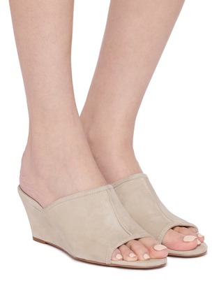 Figure View - Click To Enlarge - PEDDER RED - Dallas 60 Suede Leather Wedge Heeled Sandals