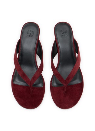 Detail View - Click To Enlarge - PEDDER RED - Delaney 60 Suede Leather Wedge Thong Heeled Sandals