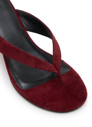 Detail View - Click To Enlarge - PEDDER RED - Delaney 60 Suede Leather Wedge Thong Heeled Sandals