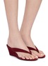 Figure View - Click To Enlarge - PEDDER RED - Delaney 60 Suede Leather Wedge Thong Heeled Sandals