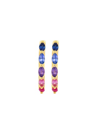 Detail View - Click To Enlarge - LC COLLECTION JEWELLERY - 18K Gold Multi Sapphire Ruby Hoop Earrings