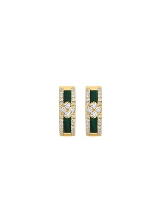 Detail View - Click To Enlarge - LC COLLECTION JEWELLERY - 18K Gold Diamond Malachite Hoop Earrings