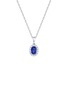 LC COLLECTION JEWELLERY Halo 18K White Gold Diamond Blue Sapphire Pendant Necklace