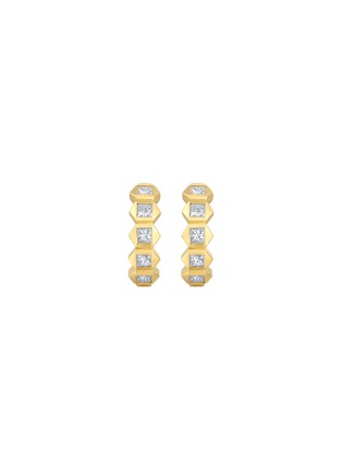 Detail View - Click To Enlarge - LC COLLECTION JEWELLERY - 18K Gold Princess Cut Diamond Hoop Earrings