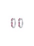 LC COLLECTION JEWELLERY 18K White Gold Diamond Ruby Hoop Earrings