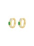 LC COLLECTION JEWELLERY 18K Gold Baguette Cut Diamond Emerald Hoop Earrings