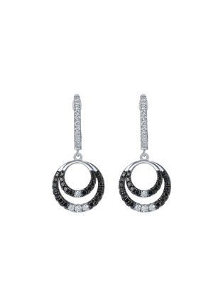 Detail View - Click To Enlarge - LC COLLECTION JEWELLERY - Double Circle 18K White Gold Contrast Diamond Drop Earrings