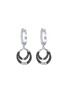 LC COLLECTION JEWELLERY Double Circle 18K White Gold Contrast Diamond Drop Earrings