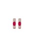 Detail View - Click To Enlarge - LC COLLECTION JEWELLERY - Oval 18K Rose Gold Diamond Ruby Hoop Earrings