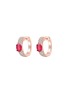 LC COLLECTION JEWELLERY Oval 18K Rose Gold Diamond Ruby Hoop Earrings