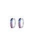 LC COLLECTION JEWELLERY Gradient 18K White Gold Multi Sapphire Ruby Hoop Earrings