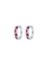 LC COLLECTION JEWELLERY Geometric 18K White Gold Diamond Ruby Hoop Earrings