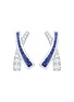 LC COLLECTION JEWELLERY Cross Over 18K White Gold Diamond Blue Sapphire Earrings