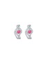 Detail View - Click To Enlarge - LC COLLECTION JEWELLERY - Marquise 18K White Gold Diamond Ruby Hoop Earrings