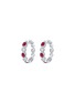 LC COLLECTION JEWELLERY Alternating 18K White Gold Diamond Ruby Hoop Earrings