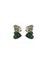 LC COLLECTION JEWELLERY Double Heart 14K Gold Diamond Emerald Earrings
