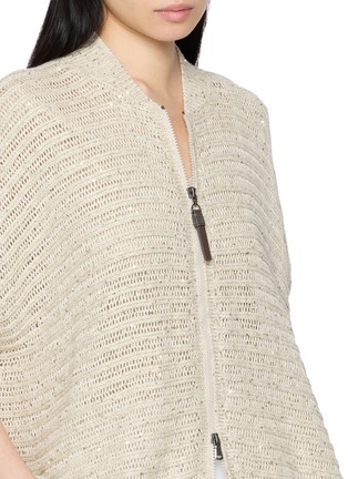  - BRUNELLO CUCINELLI - Short Sleeve Sequinned Open Knit Linen Cardigan