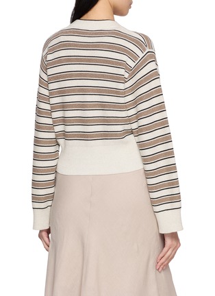 Back View - Click To Enlarge - BRUNELLO CUCINELLI - Striped V-Neck Knit Cardigan